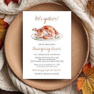 Watercolor Turkey Thanksgiving Dinner Invitation