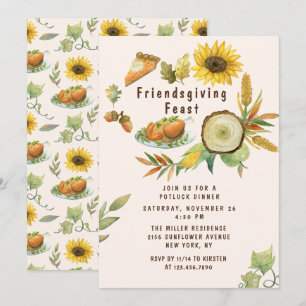 Watercolor Turkey Thanksgiving Feast Invitation