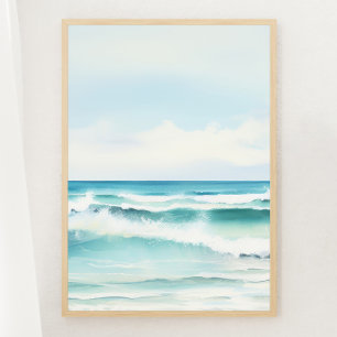 Watercolor Turquoise Beach Print 2 of 3 Poster