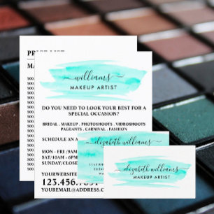 Watercolor Turquoise Brushstroke Makeup Artist Flyer