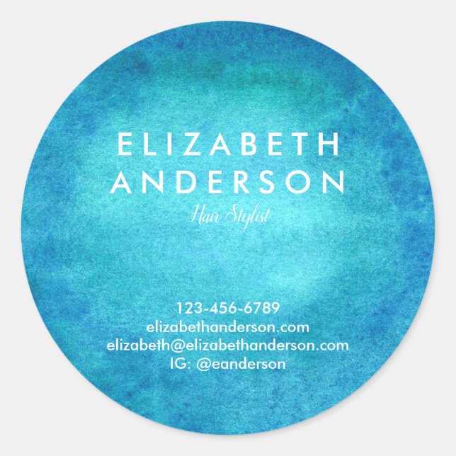 Watercolor turquoise  Classic Round Sticker (Front)
