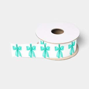 Watercolor Turquoise Coquette Bows Grosgrain Ribbon
