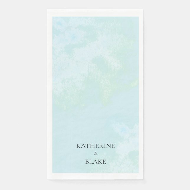Watercolor Turquoise Modern Custom Wedding Guest Napkin (Front)