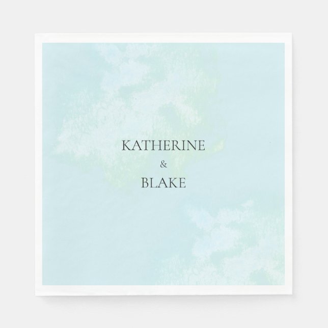 Watercolor Turquoise Modern Custom Wedding  Napkin (Front)