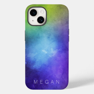 Watercolor Turquoise Purple Green Customisable Case-Mate iPhone 14 Case