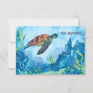 Watercolor Turtle Moving Announcement