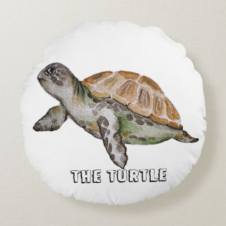 Watercolor Turtle Round Cushion