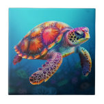 Watercolor Turtle Tile<br><div class="desc">Watercolor Painted Turtle Design</div>