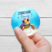 Watercolor Turtle Under the Sea Birthday Favours