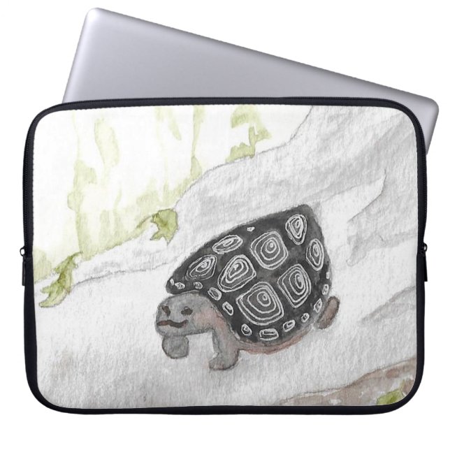Watercolor Turtle Wildlife Nature Woodland Laptop Sleeve (Front)