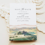 Watercolor Tuscany Italy Skyline Save the Date Invitation<br><div class="desc">This destination wedding save the date features a watercolor painting of the Tuscany,  Italy skyline. Easily edit *most* wording to meet your needs and add your own photo or photos to the backside with your wedding website.</div>