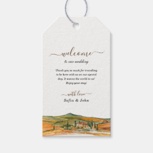 Watercolor Tuscany Italy Skyline Wedding Welcome Gift Tags