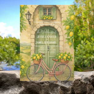 Watercolor Tuscany Italy Vintage Citrus Wedding Invitation