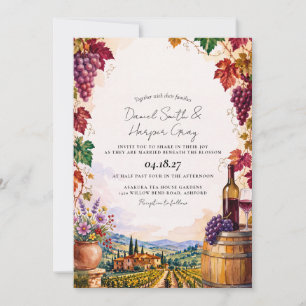 Watercolor Tuscany Italy Wine Destination Wedding Invitation