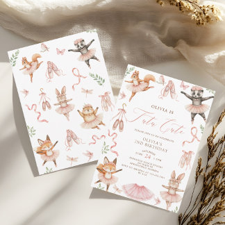 Watercolor Tutu Cute Pink Second Birthday Invitation