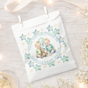 Watercolor Twin Boys Baby Shower Favour Bags