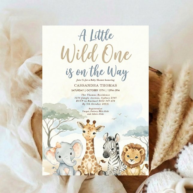 watercolor Twin Jungle Safari Animals Baby Shower Invitation (Creator Uploaded)