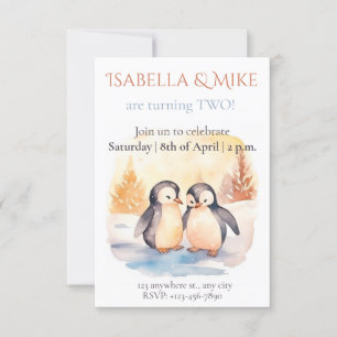 Watercolor Twin Party Invitation Editable