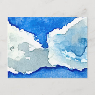 Watercolor Two Clouds Painting Postcard