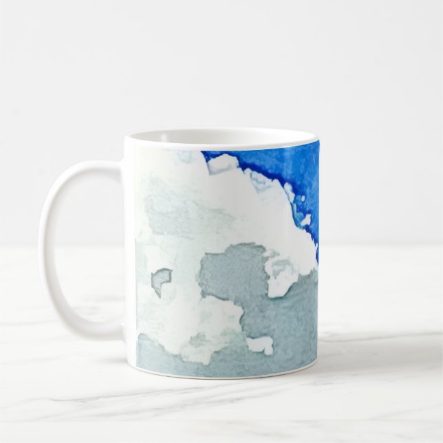 Watercolor Two Clouds Sky Painting Coffee Mug (Left)