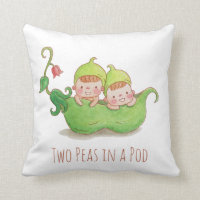 Watercolor Two Peas in a Pod Twin Nursery Pillow