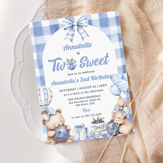 Watercolor Two Sweet 2nd Birthday Party Invitation (Creator Uploaded)