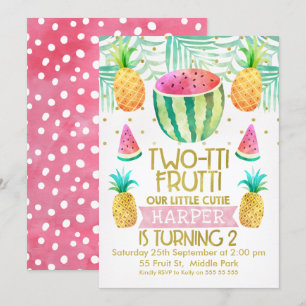 Watercolor Two-Tii Frutti 2nd Birthday Invitation