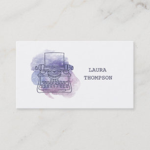 Watercolor Typewriter Writers Business Cards
