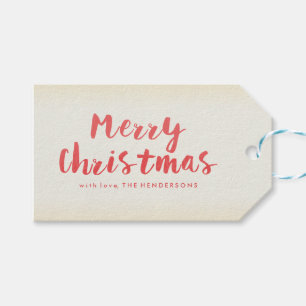 Watercolor Typography and Stripes Merry Christmas Gift Tags