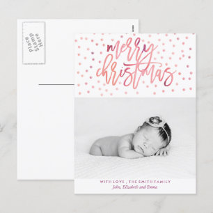 Watercolor Typography Christmas Photo Holiday Postcard