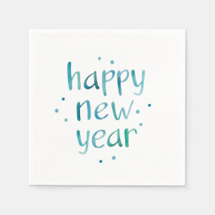 Watercolor Typography Happy New Year design Napkin