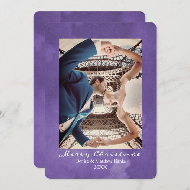 Watercolor Ultra Violet Elegant Christmas Card (Front/Back)