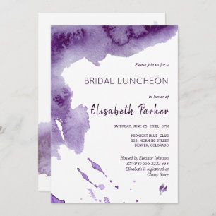 Watercolor ultra violet indigo bridal luncheon invitation