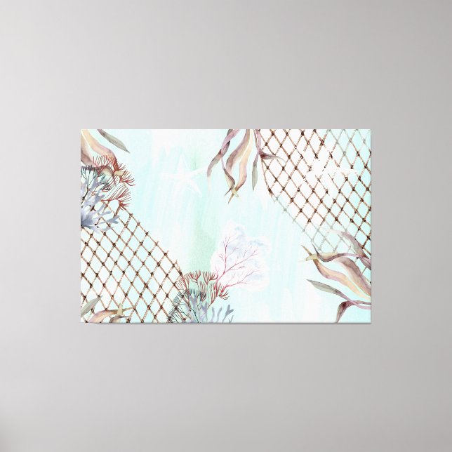 Watercolor Under the Pale Turquoise Sea Canvas Print (Front)