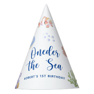 Watercolor Under the Sea 1st birthday party Party Hat