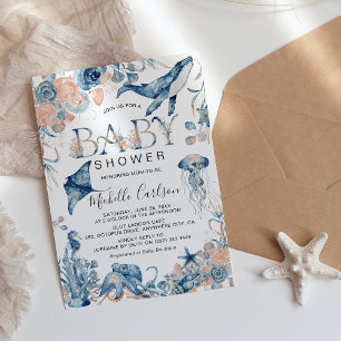 Watercolor Under the Sea Baby Shower Invitation
