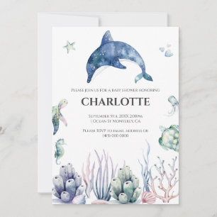  Watercolor Under the Sea Baby Shower Invitation 