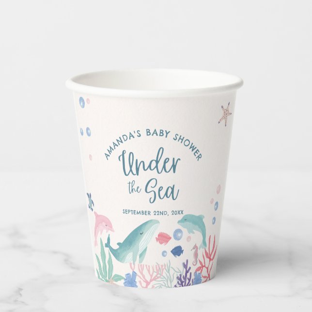 Watercolor Under the Sea Baby Shower Paper Cups (Front)