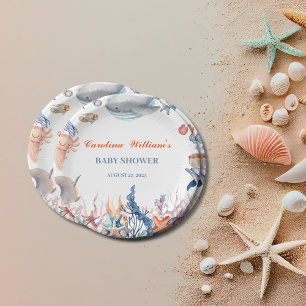 Watercolor Under the sea baby shower  Paper Plate