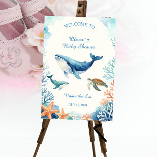 Watercolor Under The Sea Baby Shower Welcome Sign
