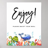 Watercolor Under the Sea Birthday Enjoy Your Meal