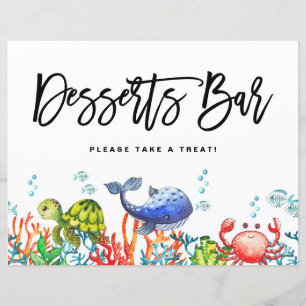 Watercolor Under the Sea Desserts Bar Sign