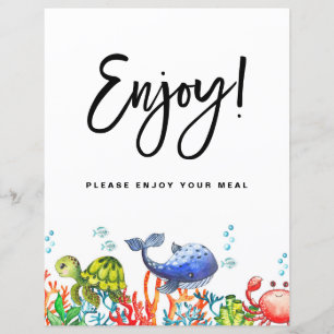 Watercolor Under the Sea Enjoy Your Meal Sign