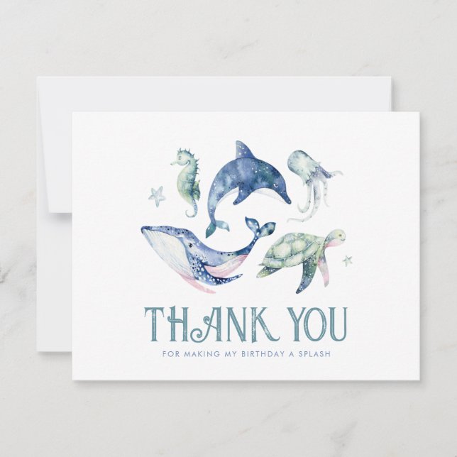 Watercolor Under the Sea Flat Thank You Card (Front)