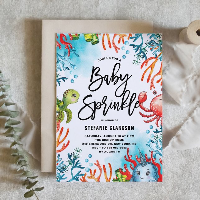 Watercolor Under the Sea Friends Baby Sprinkle Invitation (Watercolor Under the Sea Friends Baby Sprinkle Invitation)