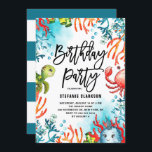 Watercolor Under the Sea Friends Birthday Party Invitation<br><div class="desc">Invite family and friends to your event with this under the sea theme kids birthday party invitation. It features watercolor illustrations of a cute turtle, crab, whale and colourful corals. This sea invitation is perfect for beach and summer birthdays. Personalise by adding names, date, time and other event details. You...</div>