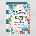 Watercolor Under the Sea Friends Birthday Party Invitation<br><div class="desc">Invite family and friends to your event with this under the sea theme kids birthday party invitation. It features watercolor illustrations of a cute turtle, crab, whale and colourful corals. This sea invitation is perfect for beach and summer birthdays. Personalise by adding names, date, time and other event details. You...</div>