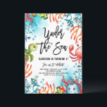Watercolor Under the Sea Friends Kids Birthday Invitation<br><div class="desc">Invite family and friends under the sea with this cute kids birthday invitation. It features watercolor illustrations of a cute turtle, crab, whale and colourful corals. This sea invitation is perfect for beach and summer birthday parties. Personalise by adding names, date, time and other event details. You can further personalise...</div>