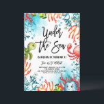 Watercolor Under the Sea Friends Kids Birthday Invitation<br><div class="desc">Invite family and friends under the sea with this cute kids birthday invitation. It features watercolor illustrations of a cute turtle, crab, whale and colourful corals. This sea invitation is perfect for beach and summer birthday parties. Personalise by adding names, date, time and other event details. You can further personalise...</div>
