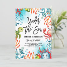 Watercolor Under the Sea Friends Kids Birthday